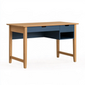 Bureau 120 x 60 x 75 cm en bois naturel et bleu avec tiroirs style scandinave
