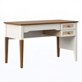Bureau 120 x 60 x 75 cm en bois blanc et marron avec 2 tiroirs style classique