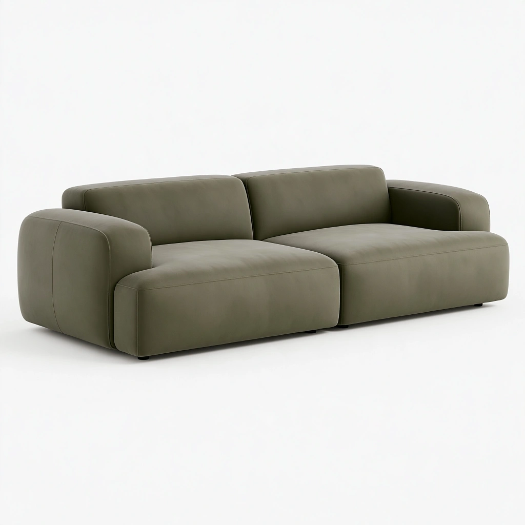 Canapé 2 places 190 x 95 x 75 cm revêtement synthétique vert olive style contemporain