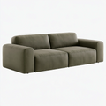 Canapé droit 220 x 95 x 82 cm revêtement aspect cuir kaki style contemporain