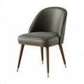 Chaise de salle à manger 52 x 60 x 84 cm en similicuir vert foncé pieds en bois style moderne