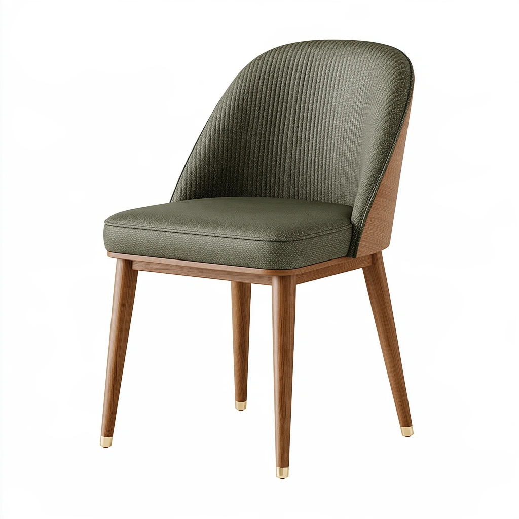 Chaise de salle à manger 55 x 62 x 84 cm en bois et textile vert kaki style contemporain
