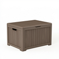 Coffre de rangement 120 x 60 x 60 cm en plastique taupe - extérieur à couvercle