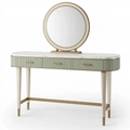 Coiffeuse 120 x 45 x 150 cm en panneau vert clair et blanc avec miroir - Style Art déco