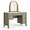 Coiffeuse 100 x 45 x 150 cm avec miroir verre vert kaki doré style Art déco
