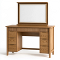 Coiffeuse 140 x 45 x 155 cm en bois marron avec miroir et 7 tiroirs style classique