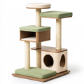 Arbre à chat 60 x 50 x 150 cm en bois beige et vert avec poteaux à griffer et plateformes