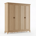 Armoire 200 x 60 x 220 cm en bois beige style classique à 4 portes