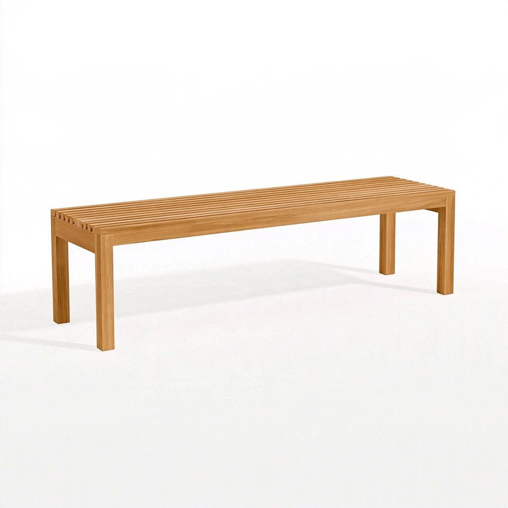 Banc de jardin 150 x 40 x 45 cm en bois naturel à lattes style contemporain
