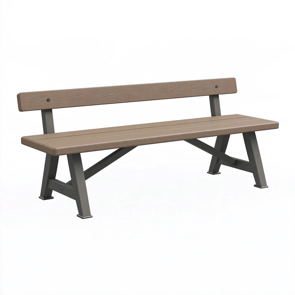 Banc de jardin 180 x 60 x 80 cm en bois et métal taupe style contemporain