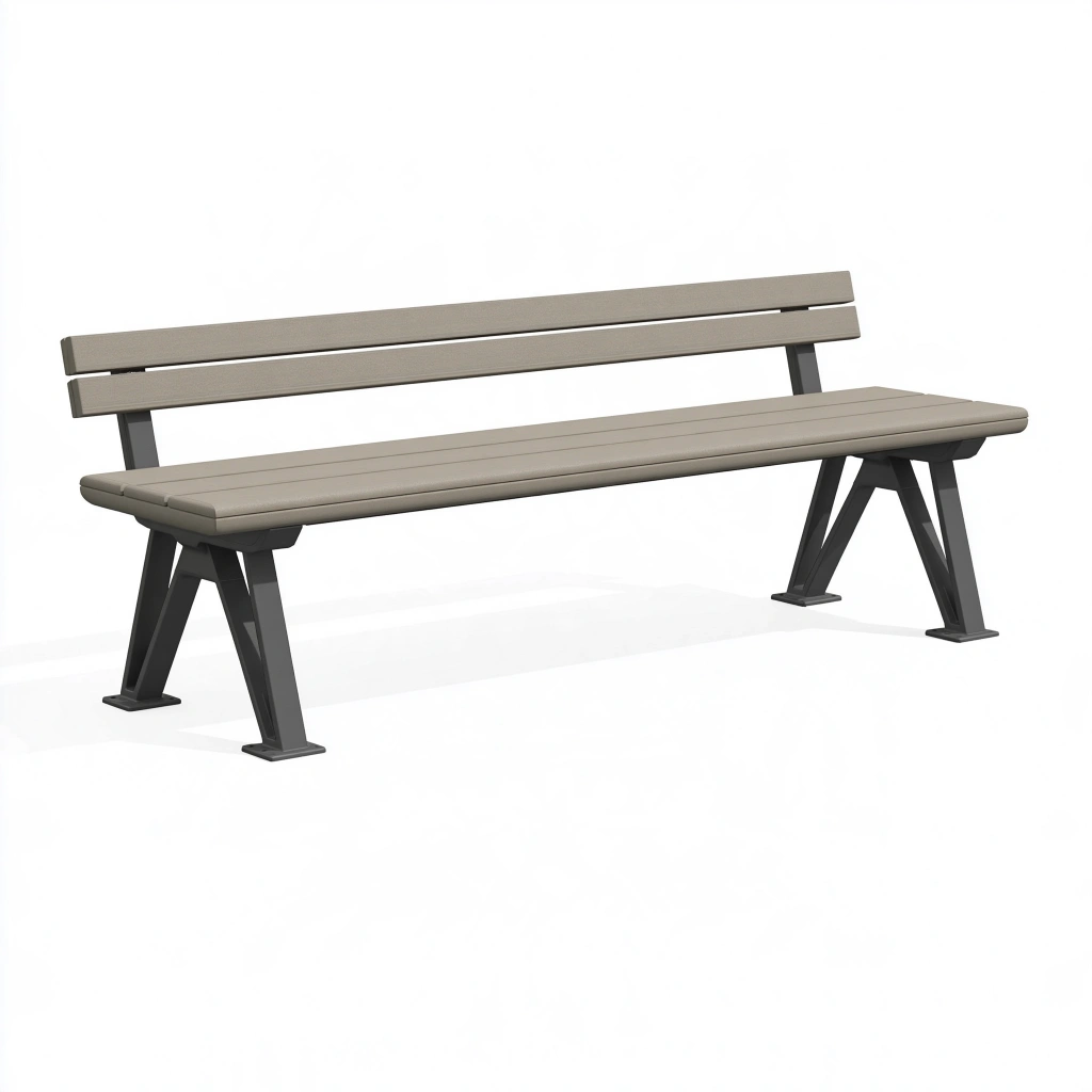 Banc de jardin 150 x 60 x 80 cm taupe en matériau composite et métal avec dossier